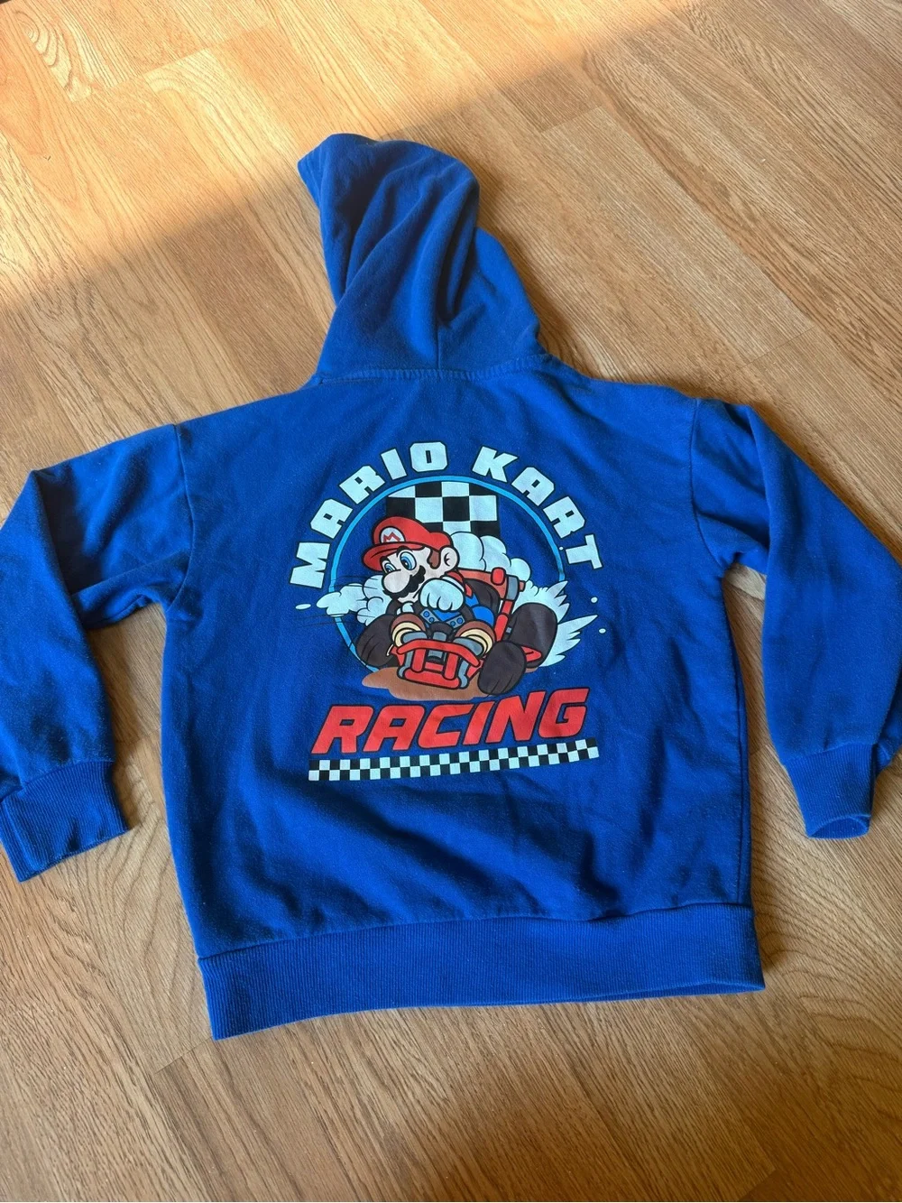 Blue Mario Kart Kids Hoodie with Red Super Mario Tee 6/7 Small